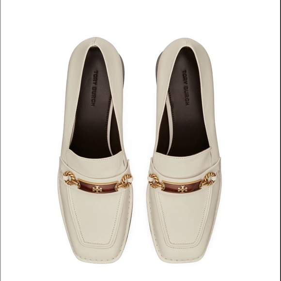 Tory Burch Ivory Leather Perrine Heeled Loafer Size 9 1/2 - Picture 1 of 9